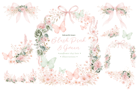 Download Blush Pink &amp; Sage Wildflowers Clipart, - Blush Collection