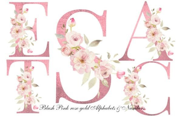 Download Blush Pink Rose Floral Alphabet Clipart - Blush Collection