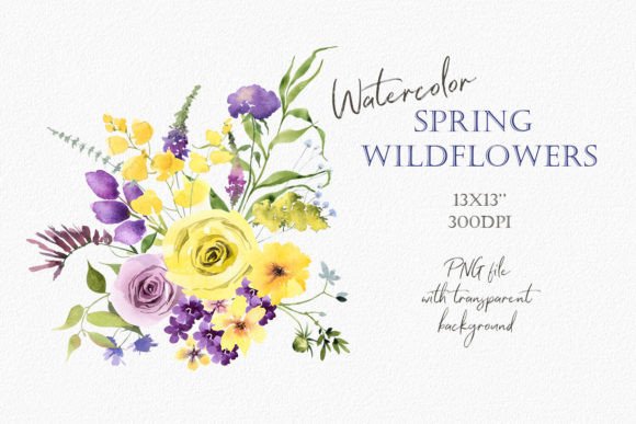 Download Watercolor Lilac Yellow Flowers Bouquet - Yellow Collection