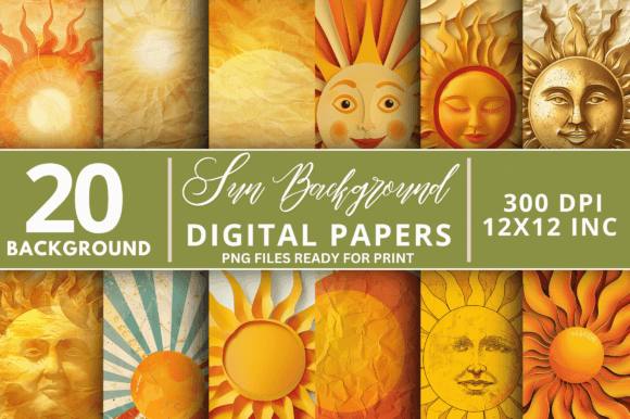 Download Sun Digital Paper Backgrounds Bundle - Backgrounds Collection