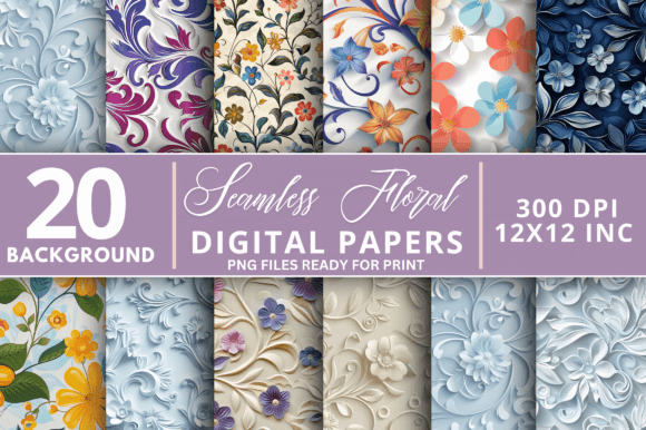 Download Floral Digital Paper Backgrounds Bundle - Backgrounds Collection