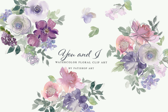 Download Watercolor Blush Purple Floral Graphics - Blush Collection
