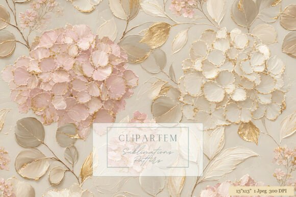 Download Blush Gold Hydrangea Floral Pattern - Blush Collection