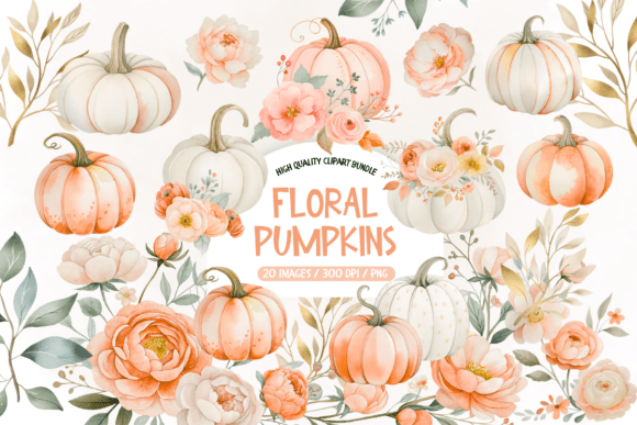 Download Blush Floral Pumpkins Clipart - Blush Collection